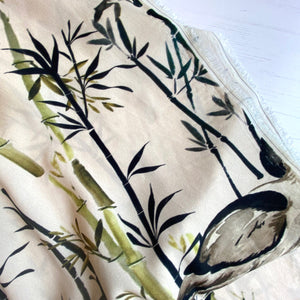 Fabric Remnant - sand birds & reeds soft crepe - 50cms