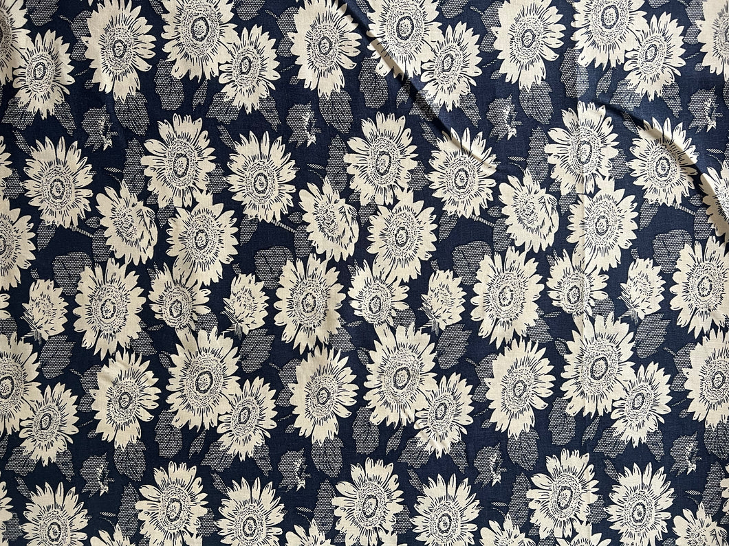 Sunflower Navy - Dressmaking Fabric
