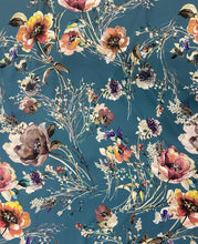 Load image into Gallery viewer, Teal Large Floral Print Viscose - 1/2mtr