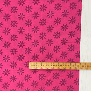 Magenta geometric flower cotton fabric - 1/2 mtr