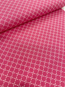 Hot pink trellis cotton fabric - 1/2 mtr