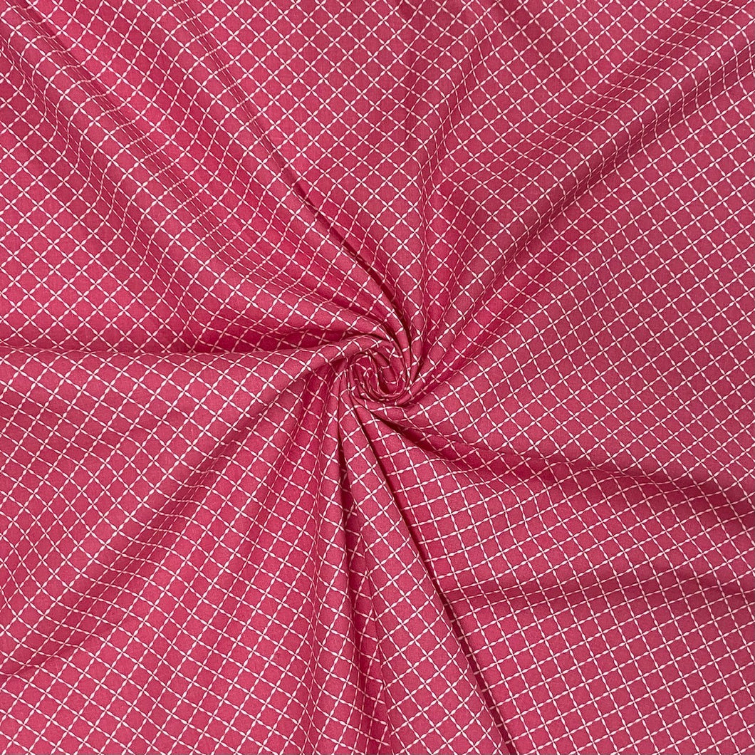 Hot pink trellis cotton fabric - 1/2 mtr