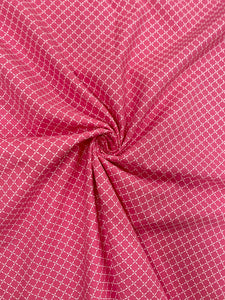 Hot pink trellis cotton fabric - 1/2 mtr