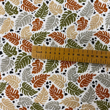 Load image into Gallery viewer, Khaki jungle leaf cotton fabric - 1/2 mtr