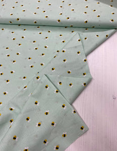 Mint bee cotton fabric - 1/2 mtr
