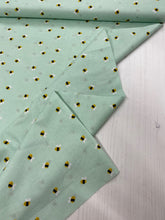 Load image into Gallery viewer, Mint bee cotton fabric - 1/2 mtr