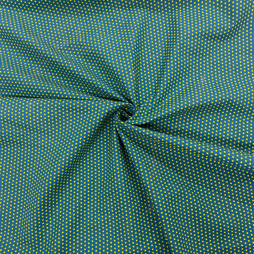 Teal blue and lime dot cotton fabric - 1/2 mtr