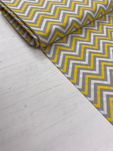 Mustard and Grey Chevron cotton fabric - 1/2 mtr