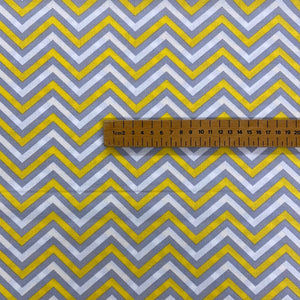 Mustard and Grey Chevron cotton fabric - 1/2 mtr