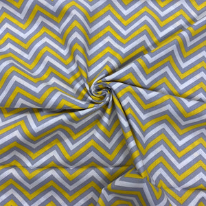Mustard and Grey Chevron cotton fabric - 1/2 mtr