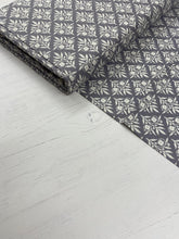 Load image into Gallery viewer, Floral Block Print Grey cotton fabric - 1/2 mtr