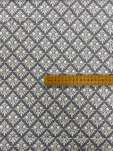 Load image into Gallery viewer, Floral Block Print Grey cotton fabric - 1/2 mtr