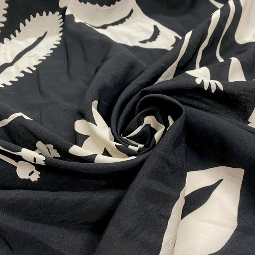Black & White Large Abstract Fabric - 1/2mtr - Dressmaking Fabric
