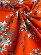 Load image into Gallery viewer, Orange Floral Cotton Lawn Fabric - 1/2mtr - Dressmaking Fabric