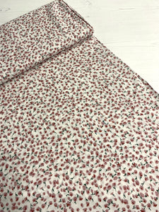 Salmon Pink and White Ditsy Floral Viscose Fabric - 1/2mtr - Dressmaking Fabric
