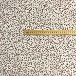 Salmon Pink and White Ditsy Floral Viscose Fabric - 1/2mtr - Dressmaking Fabric