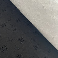 Embroidery Anglaise x 1/2mtr - Black or White - Dressmaking Fabric
