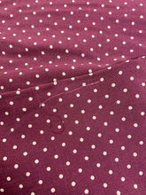 Load image into Gallery viewer, Fabric Remnant - burgundy and white dot crepe viscose - 75cm x 140cm