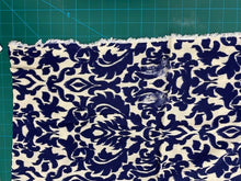 Load image into Gallery viewer, Fabric Remnant - navy damask viscose - 120cms - FLAW