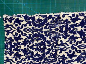 Fabric Remnant - navy damask viscose - 120cms - FLAW