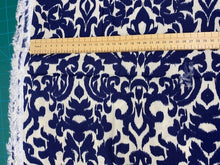 Load image into Gallery viewer, Fabric Remnant - navy damask viscose - 120cms - FLAW