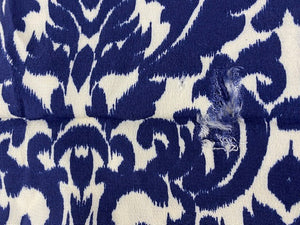 Fabric Remnant - navy damask viscose - 120cms - FLAW