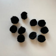 Black pom poms x 10 - 15mm