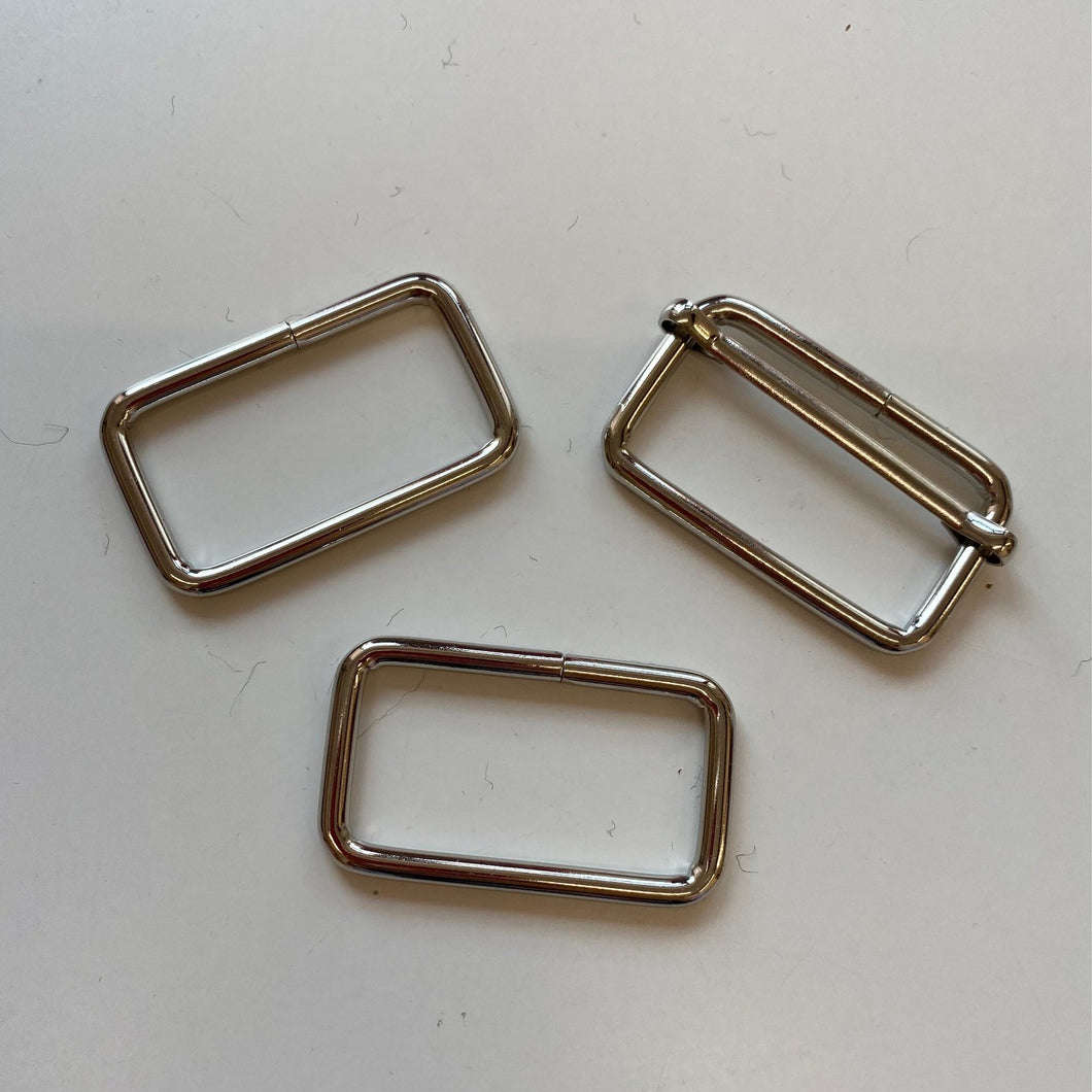 Metal Rectangle Rings & Adjuster Set - 38mm