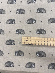 Hedgehogs hessian/linen heavyweight fabric - 1/2mtr