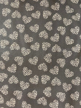 Load image into Gallery viewer, Grey hearts cotton fabric (wide) - 1/2 mtr