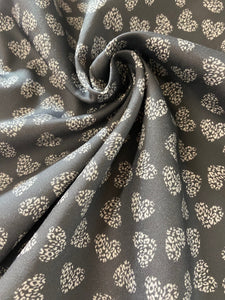 Grey hearts cotton fabric (wide) - 1/2 mtr