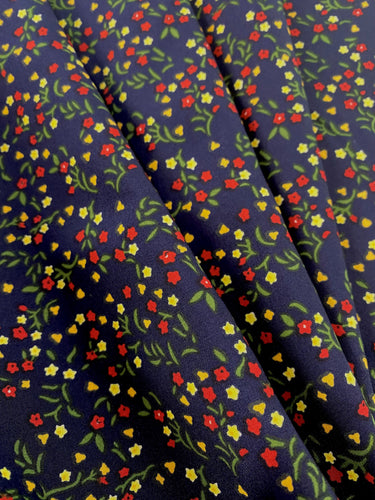 Fabric Remnant - navy ditsy floral viscose mix - 80cms