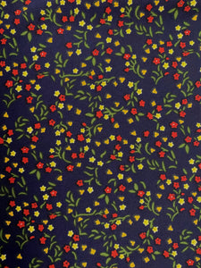 Fabric Remnant - navy ditsy floral viscose mix - 80cms
