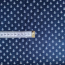 Load image into Gallery viewer, Navy Anchors Cotton Fabric (wide) - 1/2 mtr