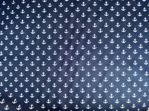 Navy Anchors Cotton Fabric (wide) - 1/2 mtr