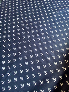 Navy Anchors Cotton Fabric (wide) - 1/2 mtr
