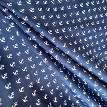 Load image into Gallery viewer, Navy Anchors Cotton Fabric (wide) - 1/2 mtr