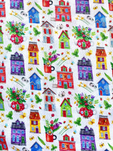 Load image into Gallery viewer, Cute houses cotton fabric (wide) - 1/2 mtr