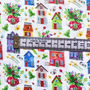 Cute houses cotton fabric (wide) - 1/2 mtr