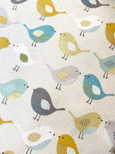 Load image into Gallery viewer, Pastel birds hessian heavyweight fabric - 1/2mtr
