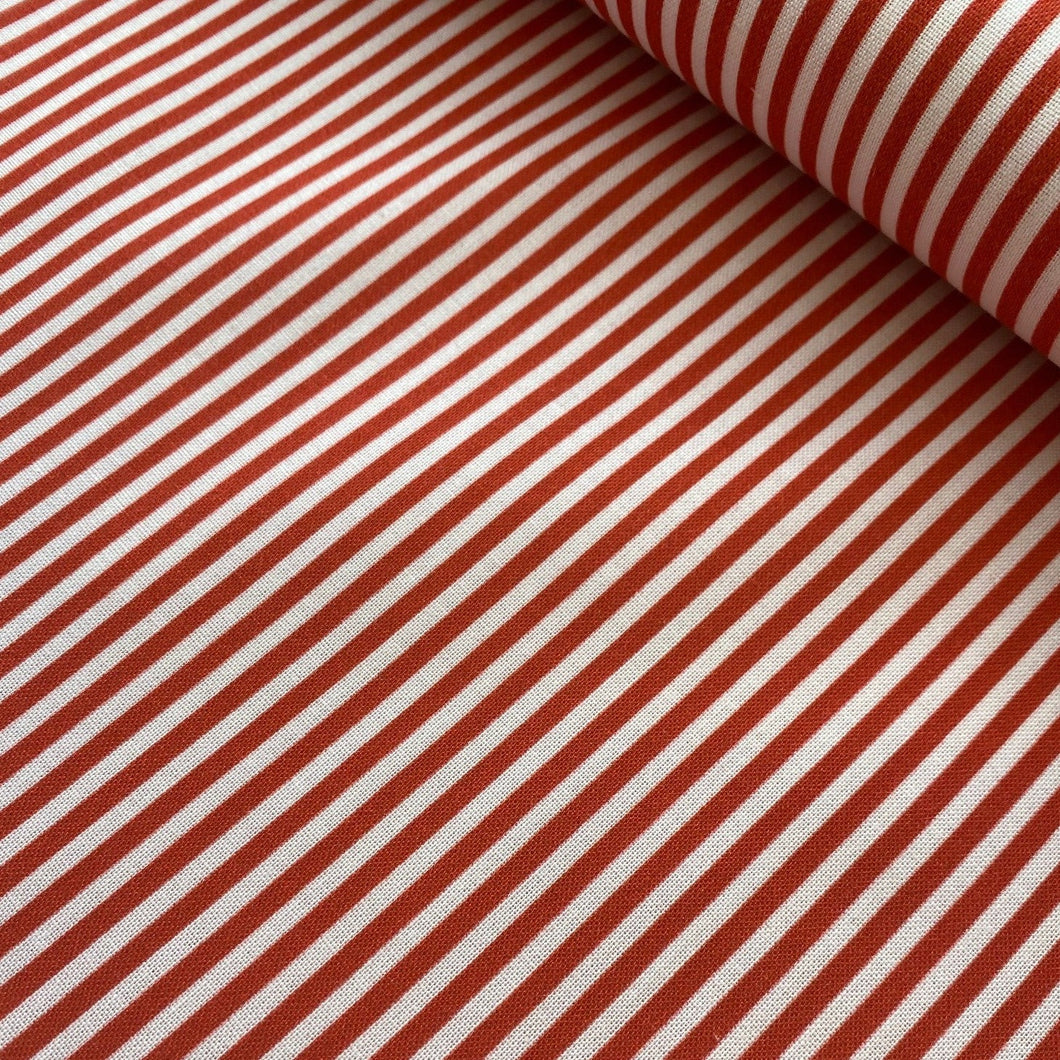 Red and white stripe cotton fabric (wide) - 1/2 mtr