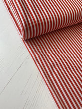Load image into Gallery viewer, Red and white stripe cotton fabric (wide) - 1/2 mtr