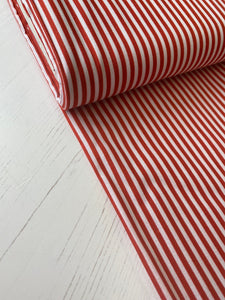 Red and white stripe cotton fabric (wide) - 1/2 mtr