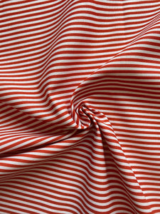 Red and white stripe cotton fabric (wide) - 1/2 mtr