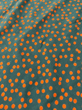 Load image into Gallery viewer, Teal/orange dot crepe - 1/2mtr