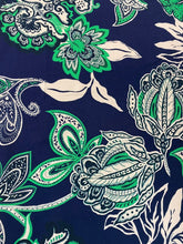 Load image into Gallery viewer, Navy and lime print viscose crepe - 1/2mtr