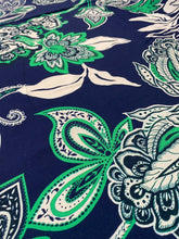 Load image into Gallery viewer, Navy and lime print viscose crepe - 1/2mtr