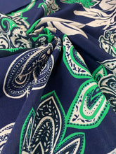 Load image into Gallery viewer, Navy and lime print viscose crepe - 1/2mtr