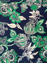Load image into Gallery viewer, Navy and lime print viscose crepe - 1/2mtr