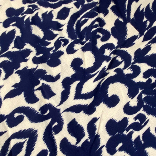 Navy Damask Viscose Crepe - 1/2mtr - Dressmaking Fabric